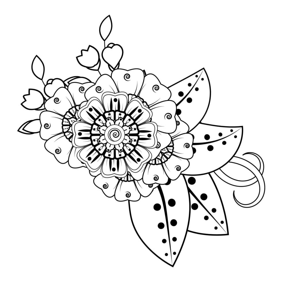 fondo floral con flor mehndi. ornamento decorativo en estilo étnico oriental. libro de colorear. vector