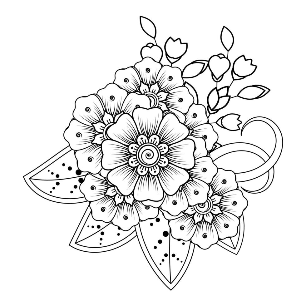 fondo floral con flor mehndi. ornamento decorativo en estilo étnico oriental. libro de colorear. vector