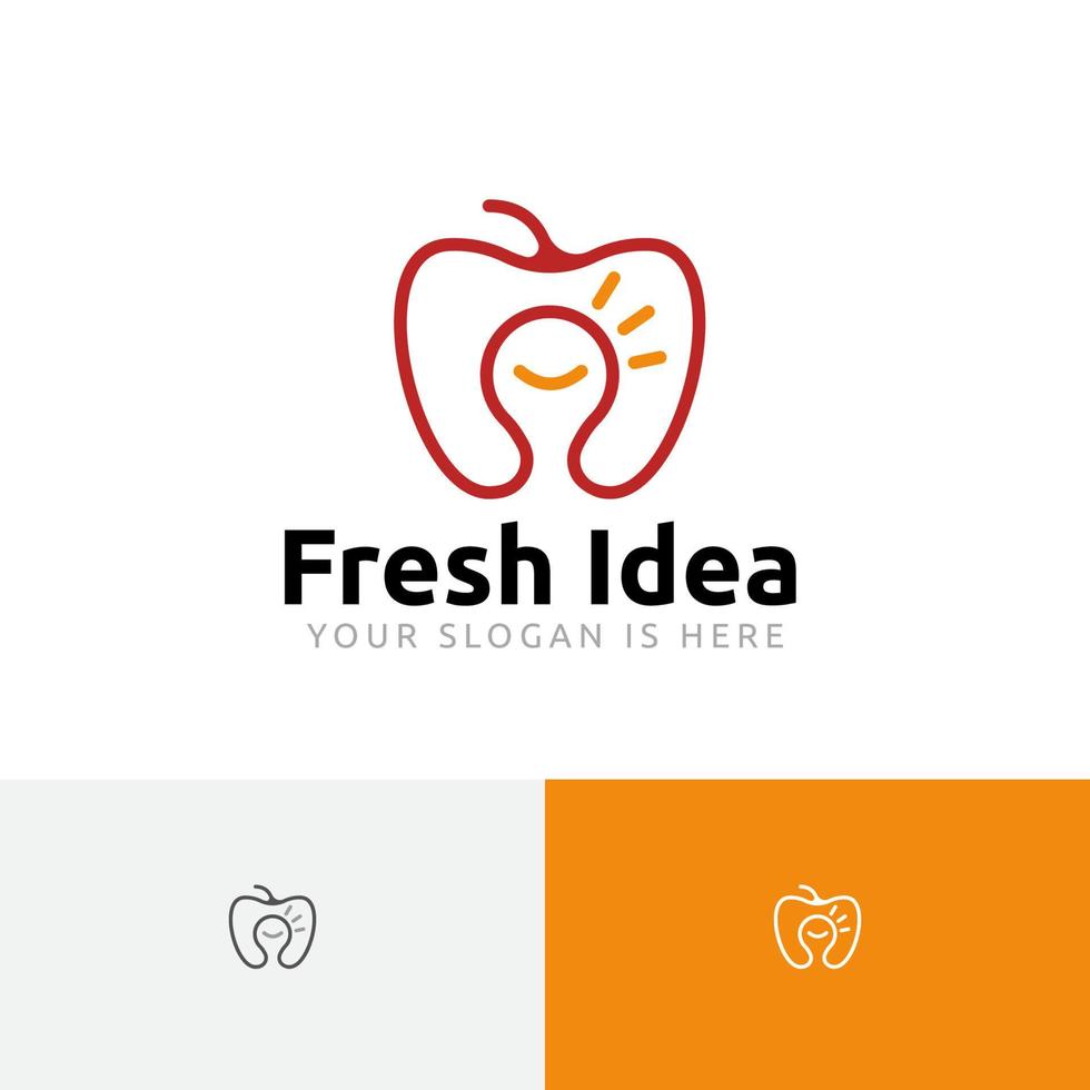 Fresh Idea Apple Fruit Smart Light Line Logo vector