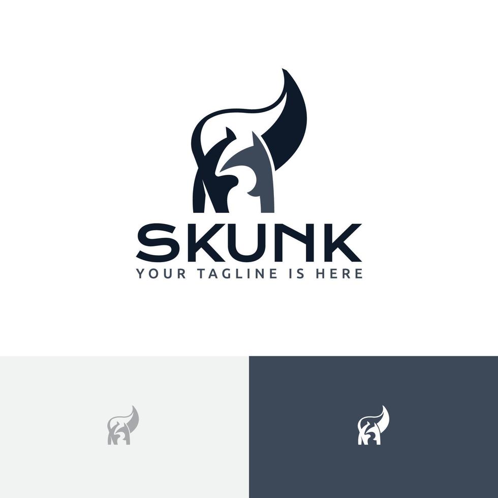 Little Cute Skunk Animal Zoo Negative Space Logo vector