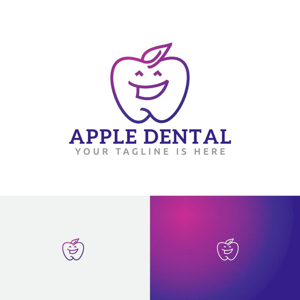 Apple Dental Dentist Clinic Happy Cartoon Line Logo 10920656 Vector Art