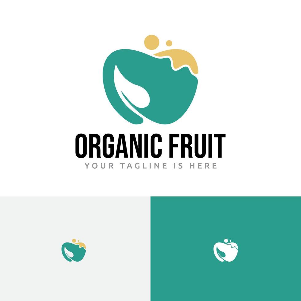 logotipo de bebida de comida de manzana verde de fruta orgánica vector