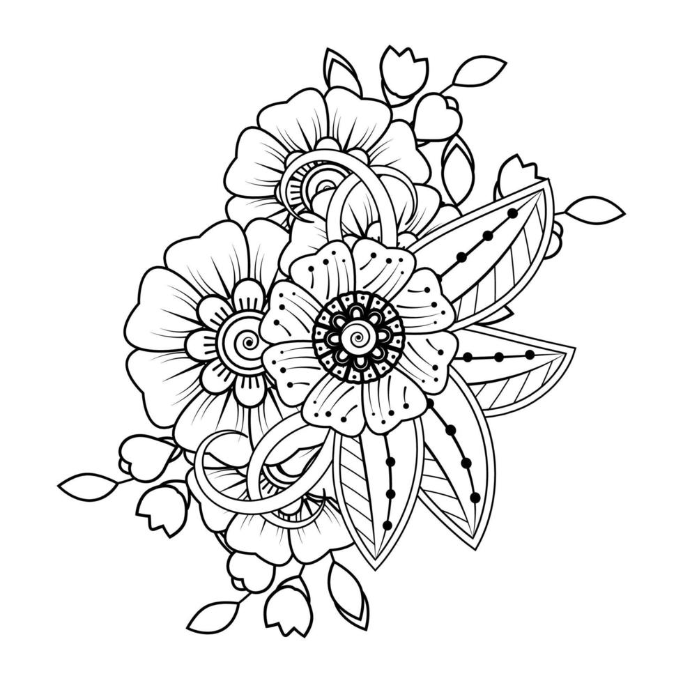 Floral Background with mehndi flower. Decorative ornament in ethnic oriental style. Coloring book. vector