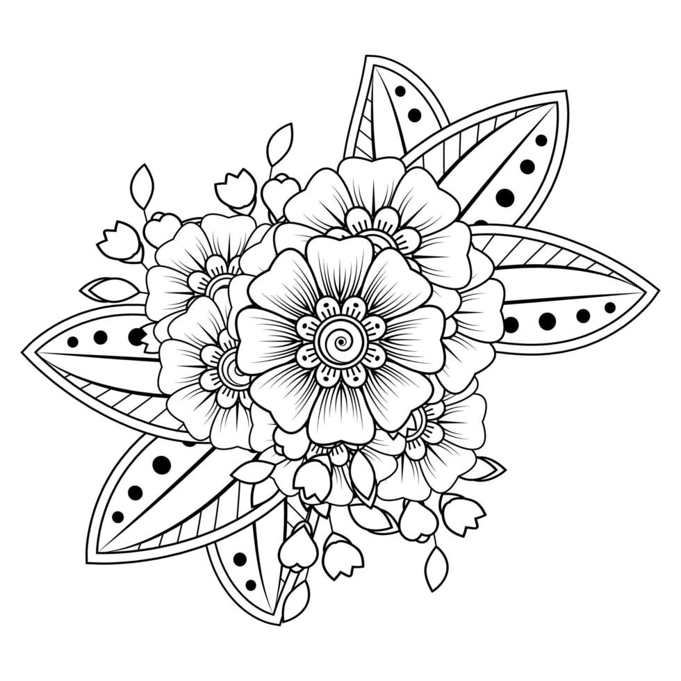 fondo floral con flor mehndi. ornamento decorativo en estilo étnico oriental. libro de colorear. vector