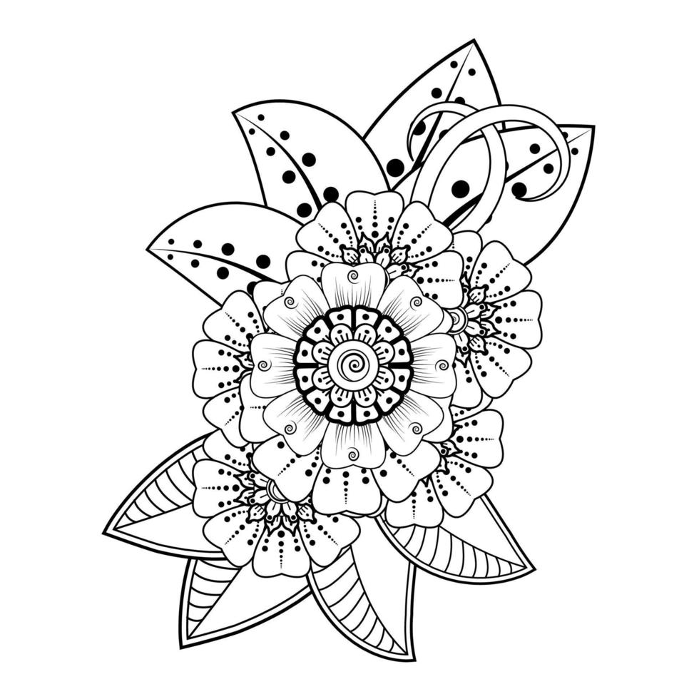 Floral Background with mehndi flower. Decorative ornament in ethnic oriental style. Coloring book. vector