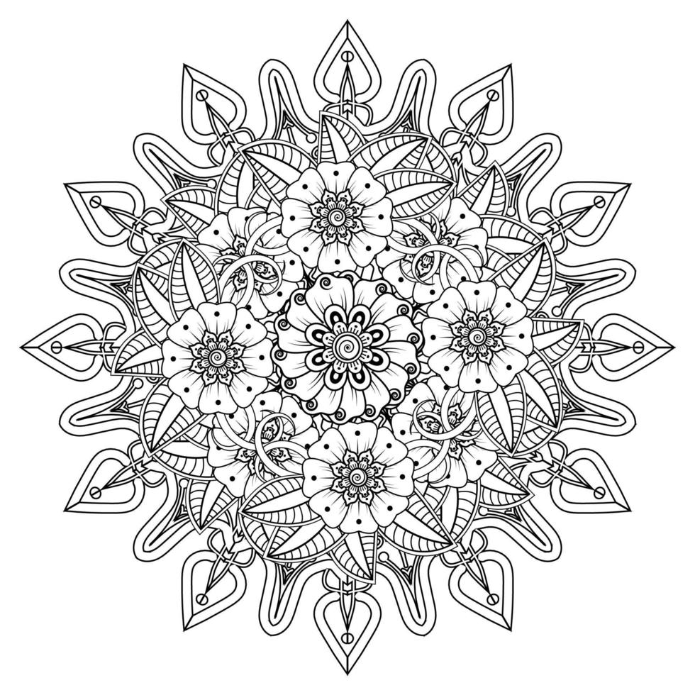 patrón circular en forma de mandala para henna, mehndi, tatuaje, decoración. adorno decorativo en estilo étnico oriental. página de libro para colorear. vector