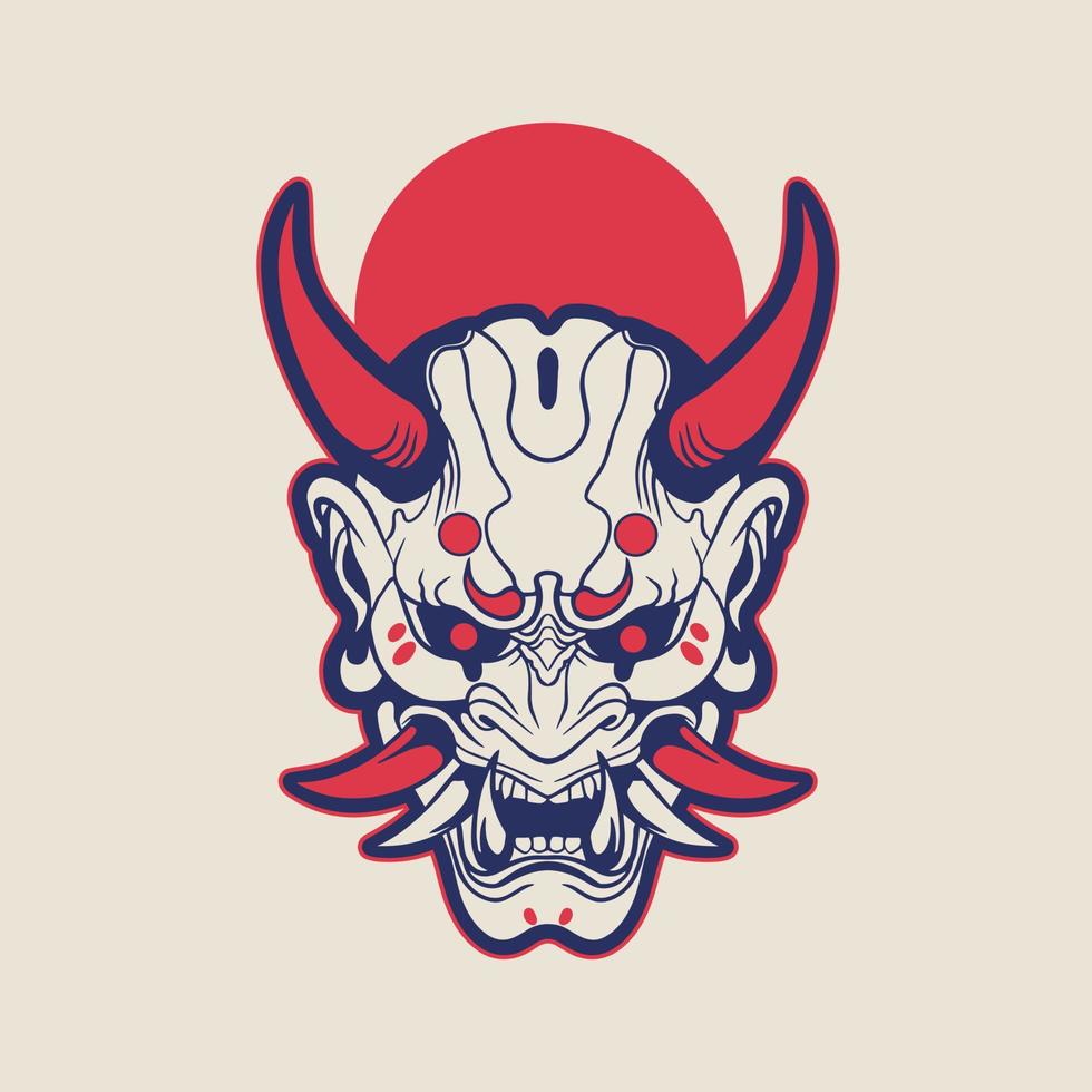 máscara de diablo japonés oni, ilustración vectorial vector