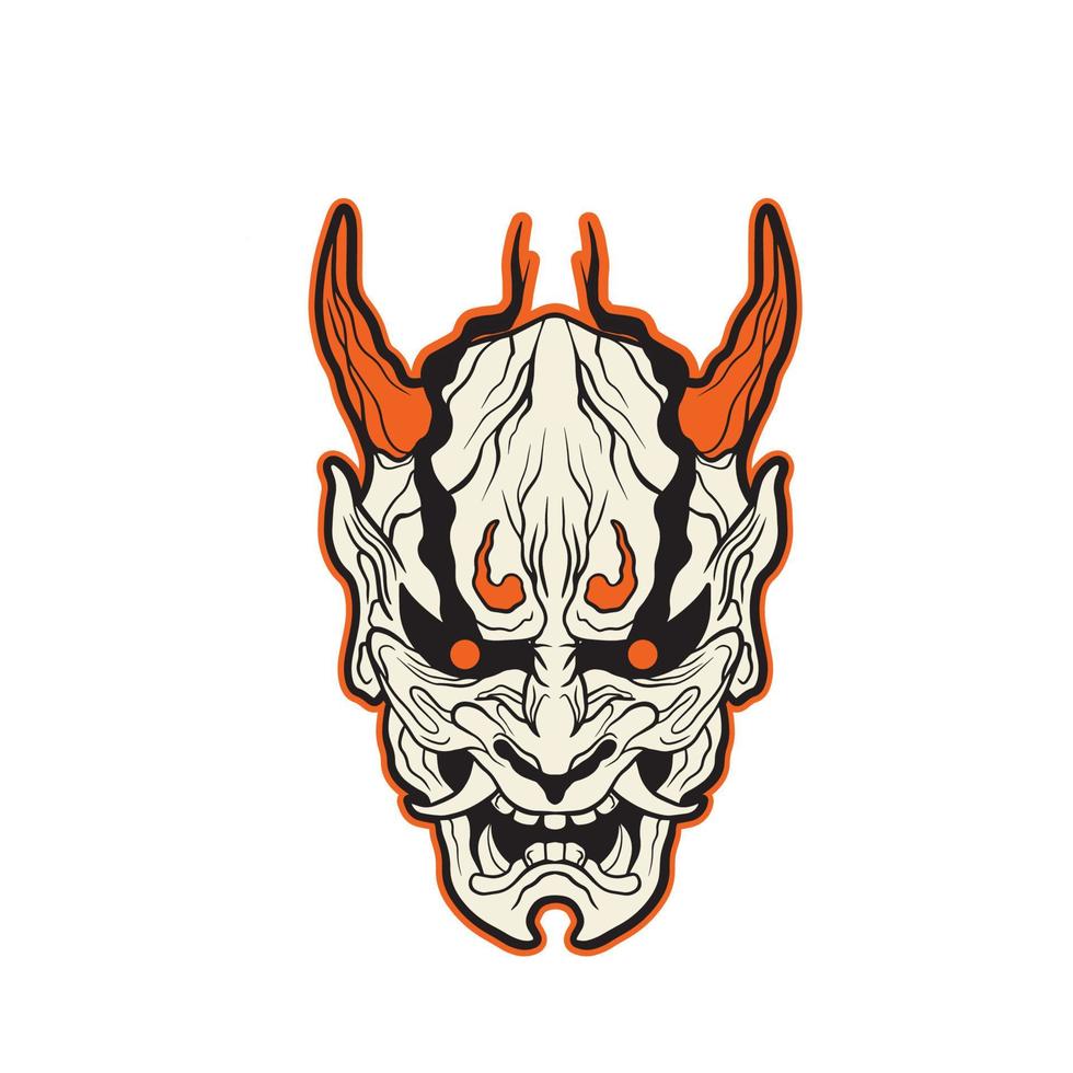 máscara de diablo japonés oni, ilustración vectorial vector