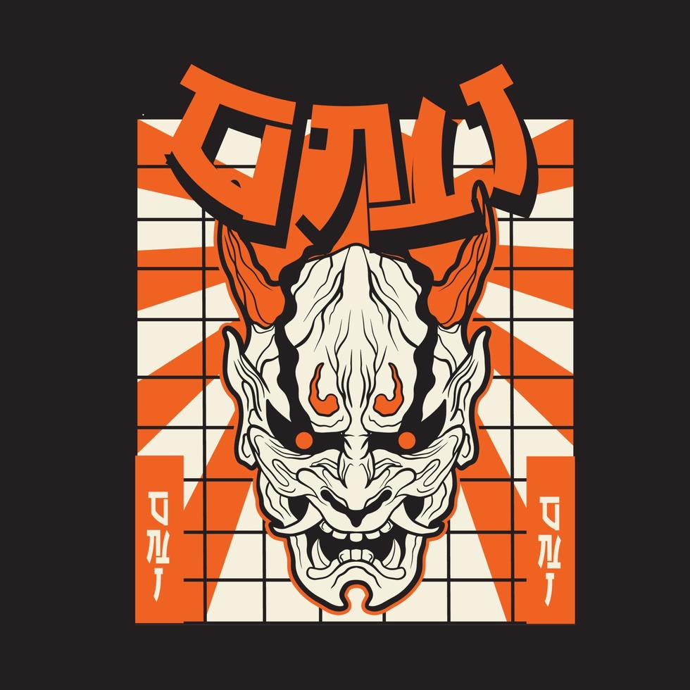 máscara de diablo japonés oni, ilustración vectorial vector