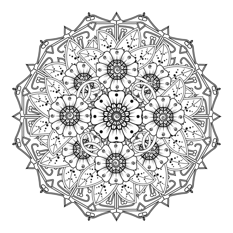 Circular pattern in form of mandala for Henna, Mehndi, tattoo, decoration. Decorative ornament in ethnic oriental style. Coloring book page. vector