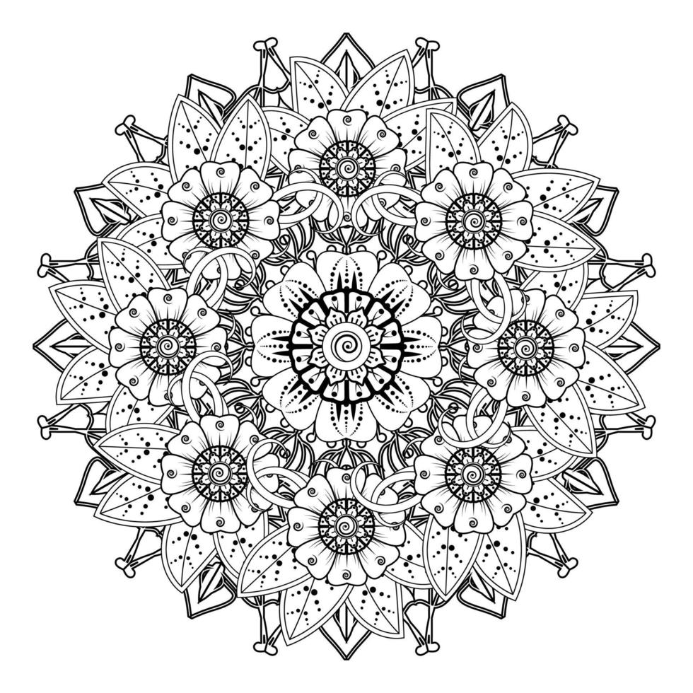 patrón circular en forma de mandala para henna, mehndi, tatuaje, decoración. adorno decorativo en estilo étnico oriental. página de libro para colorear. vector