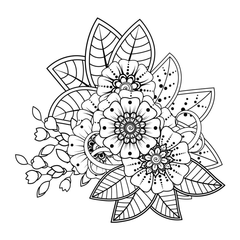 fondo floral con flor mehndi. ornamento decorativo en estilo étnico oriental. libro de colorear. vector