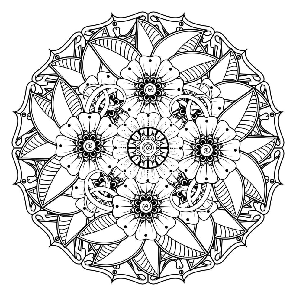 patrón circular en forma de mandala para henna, mehndi, tatuaje, decoración. adorno decorativo en estilo étnico oriental. página de libro para colorear. vector