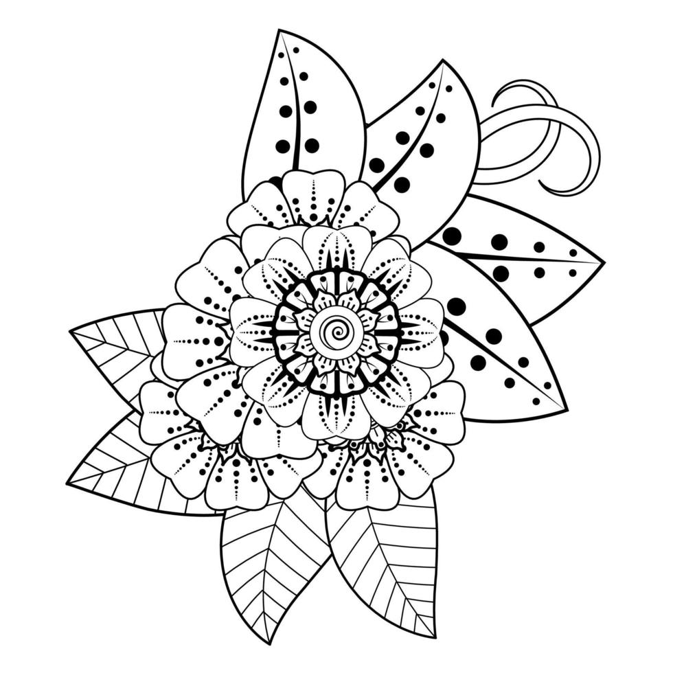 fondo floral con flor mehndi. ornamento decorativo en estilo étnico oriental. libro de colorear. vector