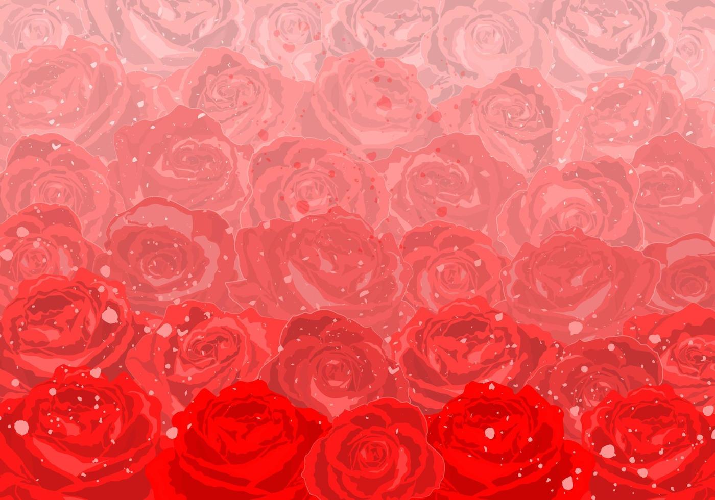 Beautiful modern wallpaper with red and pink roses. Vector illustration. Illustration with different shades of roses. Romantic art.