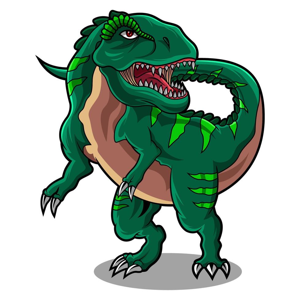 Dinossauro Verde-t-rex Em Cartoon Ilustração do Vetor - Ilustração de  mascote, rujir: 158127379