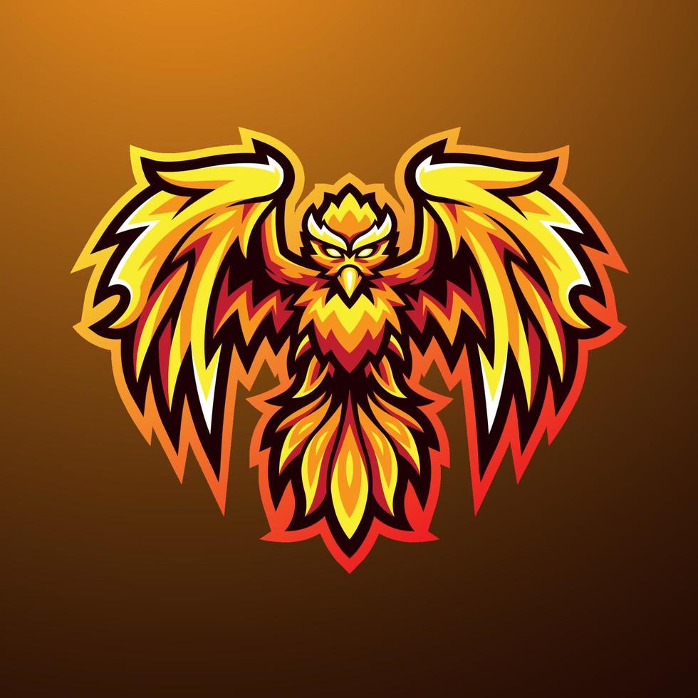 diseño de logotipo de mascota de fénix dorado vector