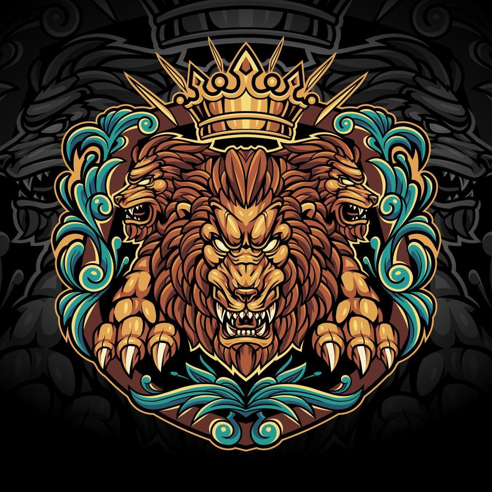 The king lions esport mascot logo design vector