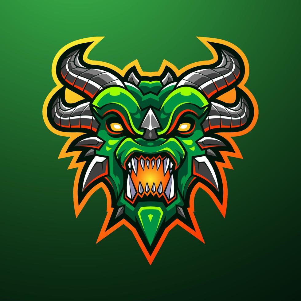 Dragon head mascot logo design vector