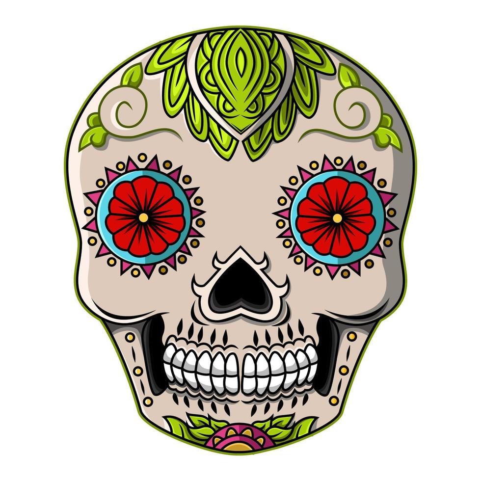 diseño de logotipo de mascota de cabeza de calavera de azúcar vector