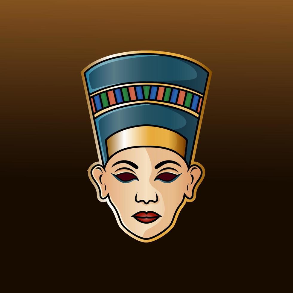 Nefertiti head esport mascot logo vector