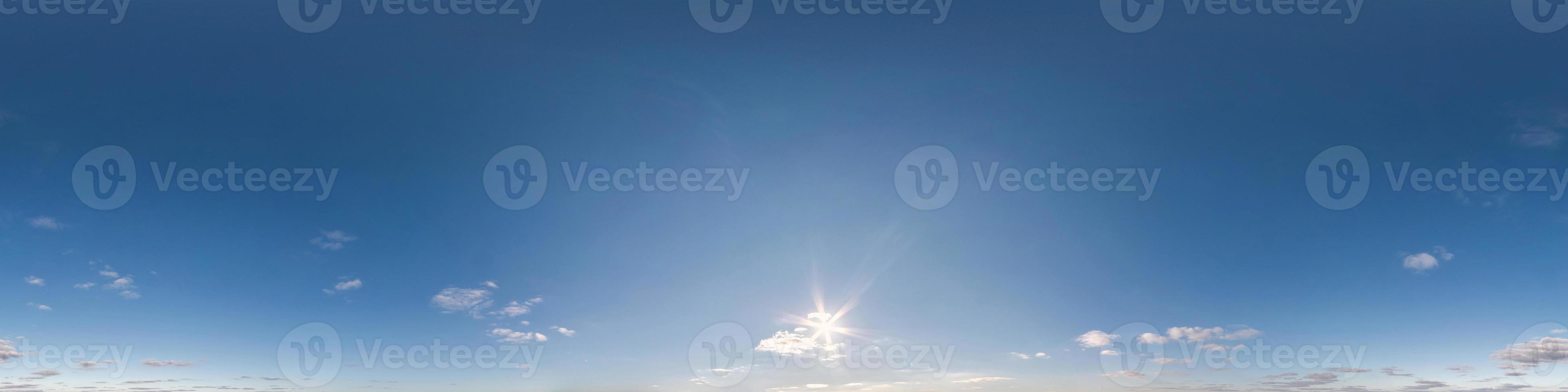 clear blue sky hdri 360 panorama in seamless projection with zenith for use in 3d graphics or game development as sky dome or edit drone shot for sky replacement photo