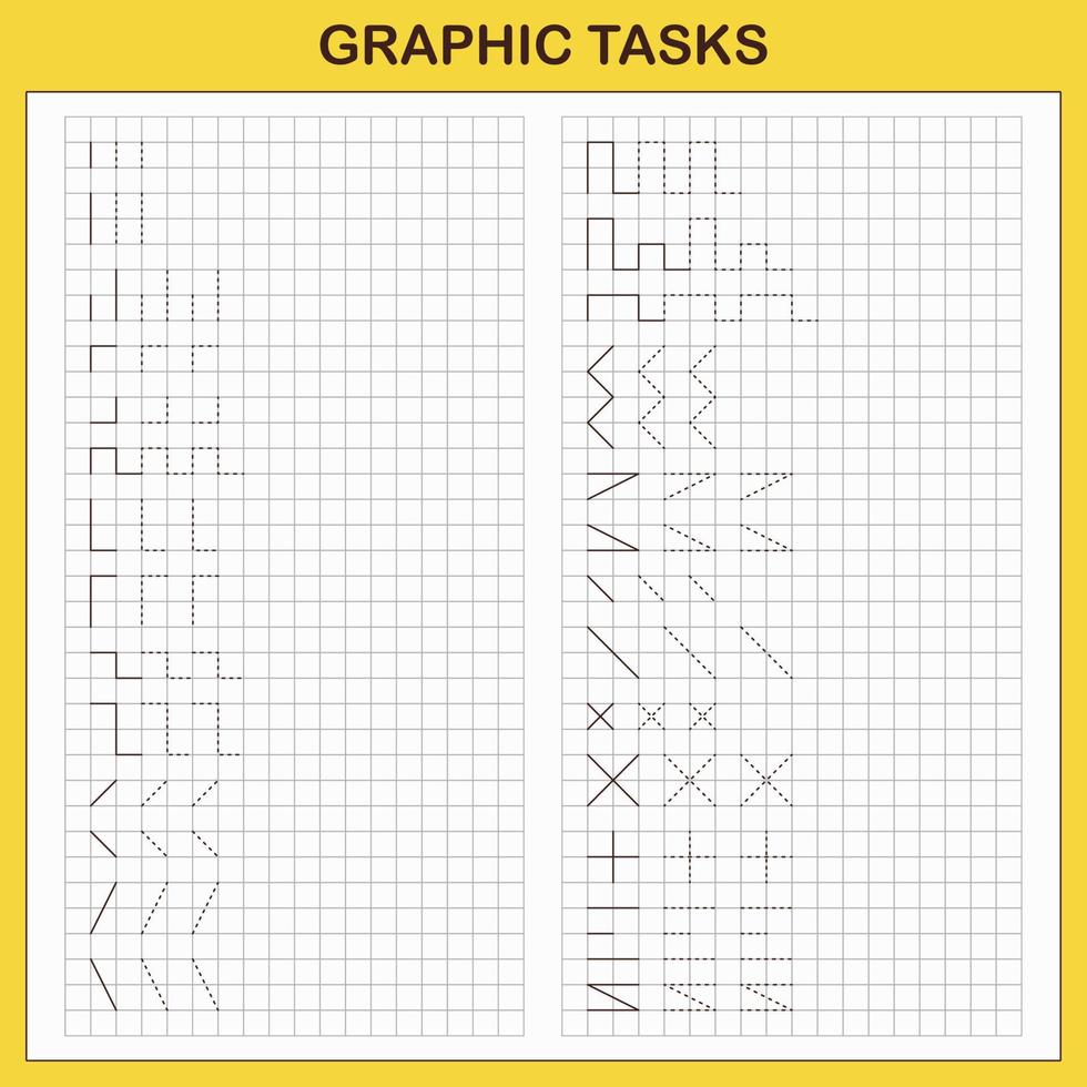 Graphic tasks by cells. Educational games for kids vector