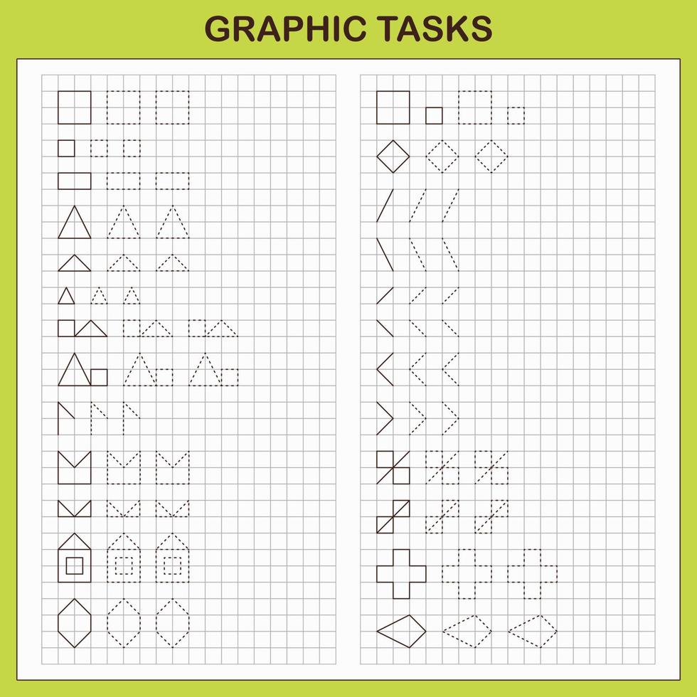 Graphic tasks by cells. Educational games for kids vector