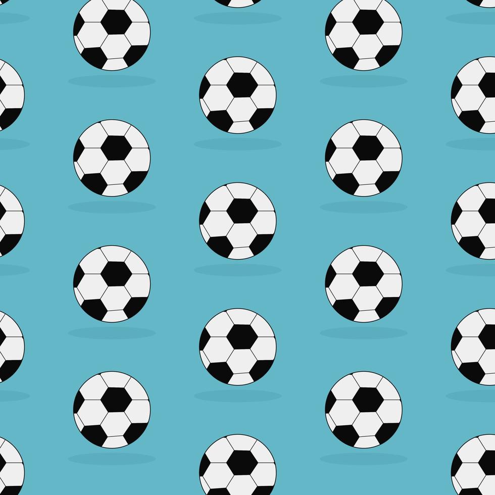 Bright cute pattern with soccer balls on blue background. Seamless pattern with soccer for decoration design. Football wallpaper. Vector illustration