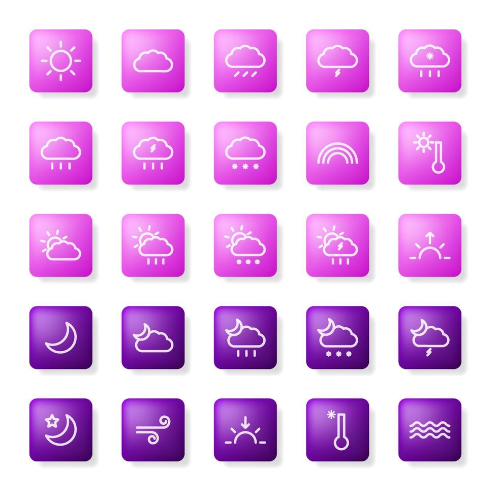 icons with phenomena weather. Set of 25 trendy icons for websites or applications. UI and App icons for smartphones or tablets. Vector illustration