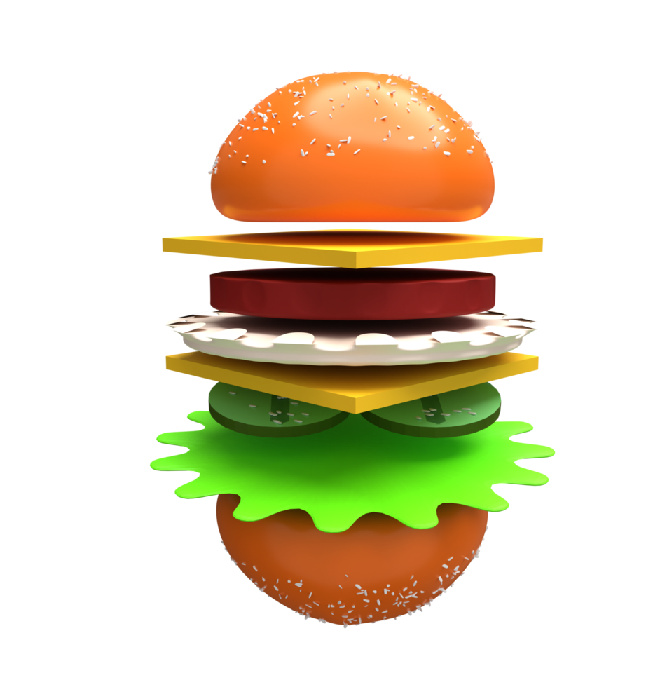 Representación 3d de hamburguesa png