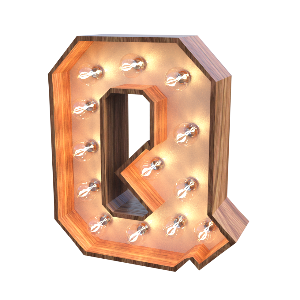 letras y números con luces 3d renderizado png