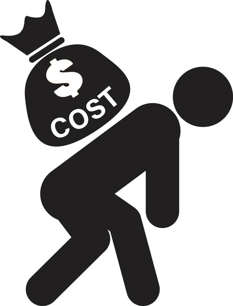 man carry the costs icon on white background. depression alone is estimated to cost sign. flat style. vector