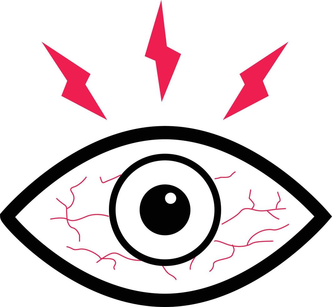 eye sore icon on white background. eye pain sign. eye disease symbol. flat style. vector