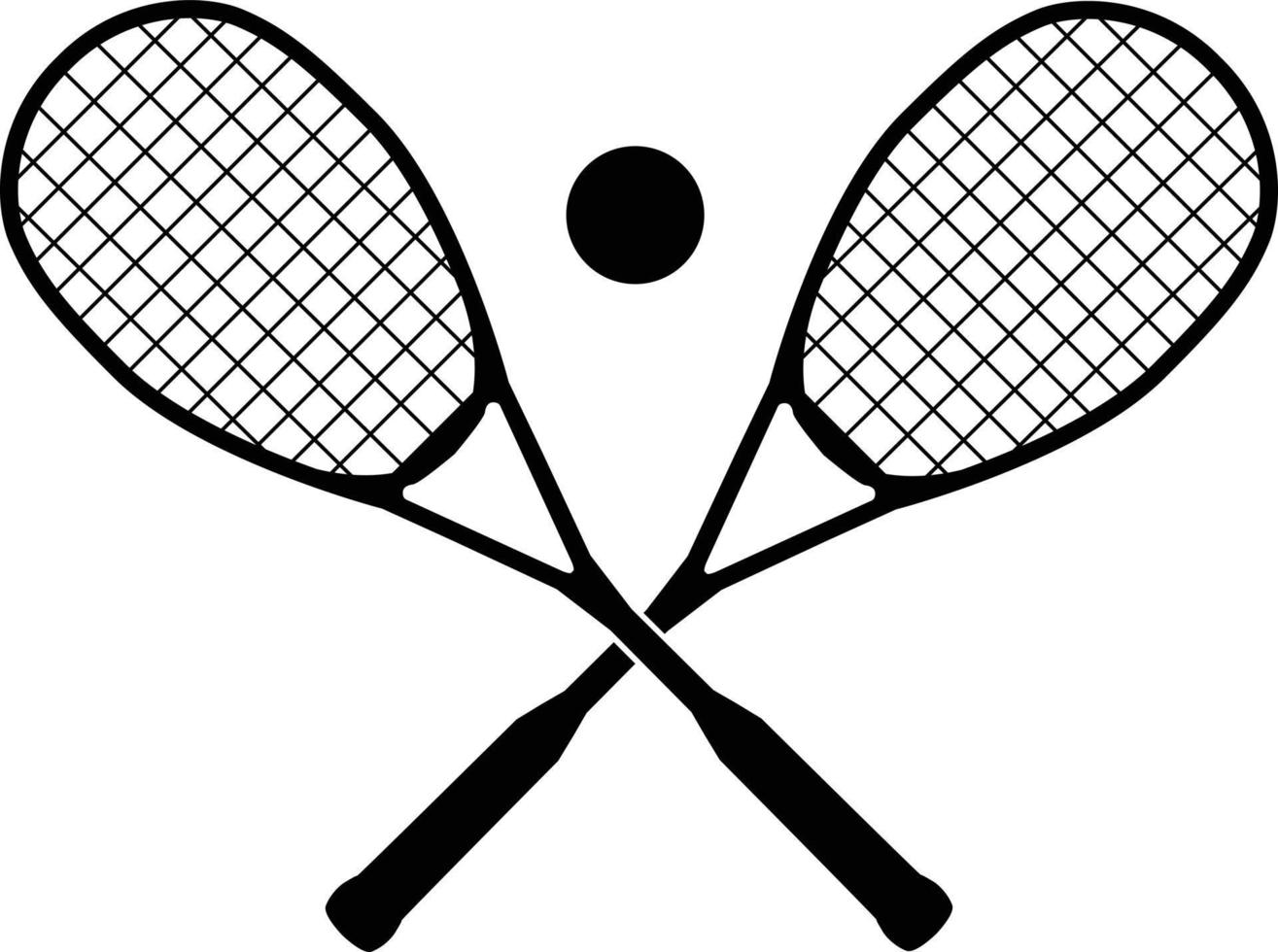 Squash rackets with ball on white background. squash crossed rackets sign. flat style. vector