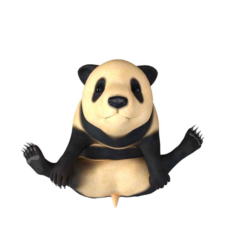 divertido, panda, 3d, ilustración png