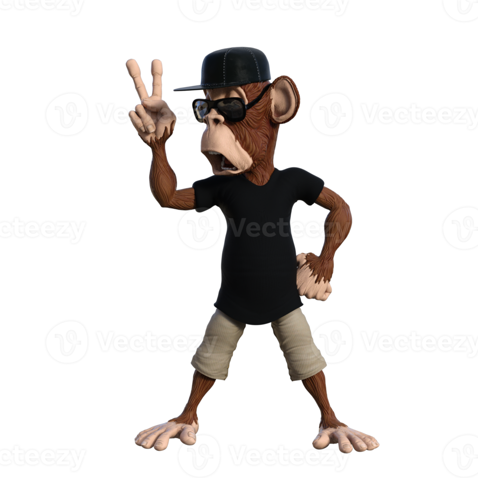 ilustração 3d de macaco divertido png