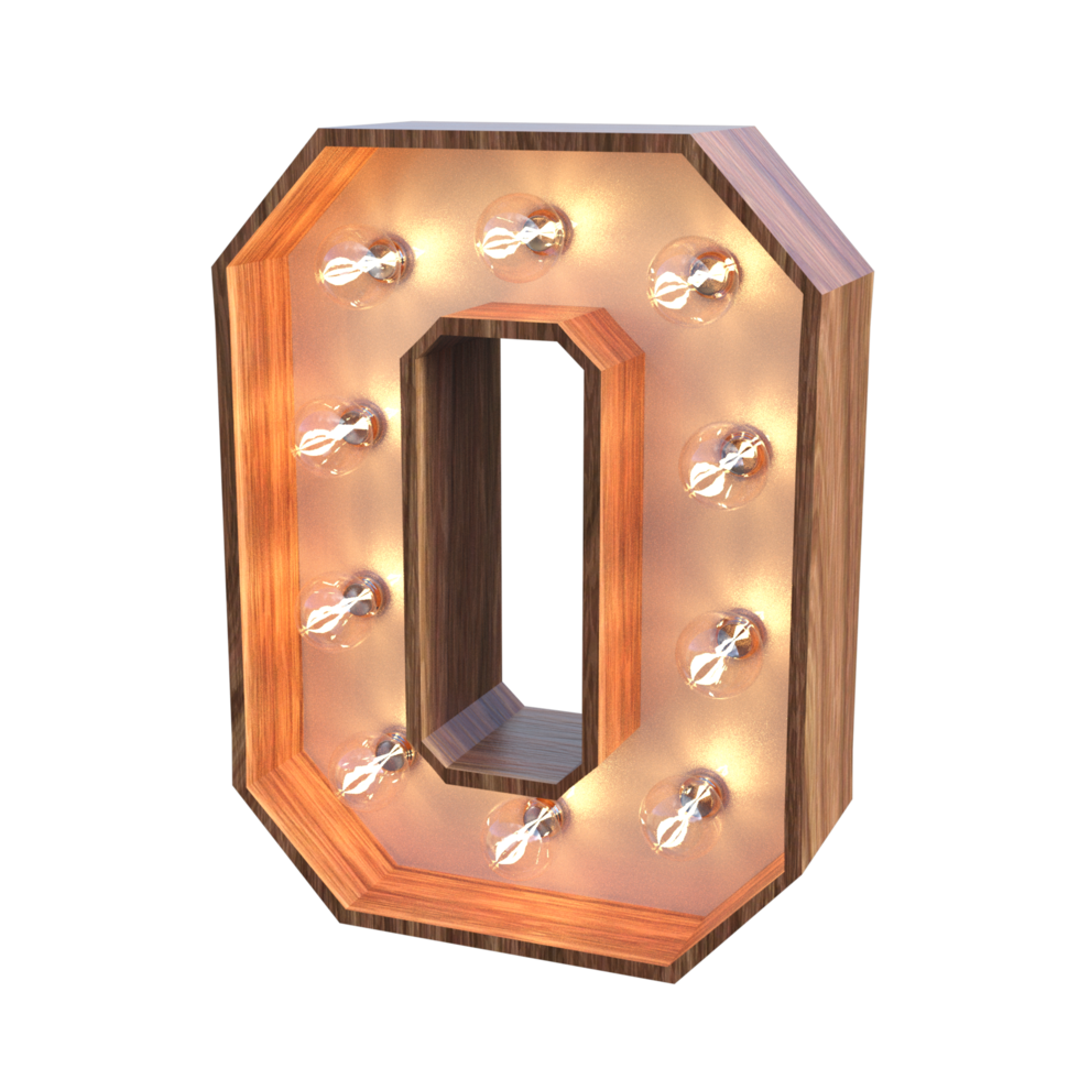 Buchstaben und Zahlen mit Lichtern 3D-Rendering png