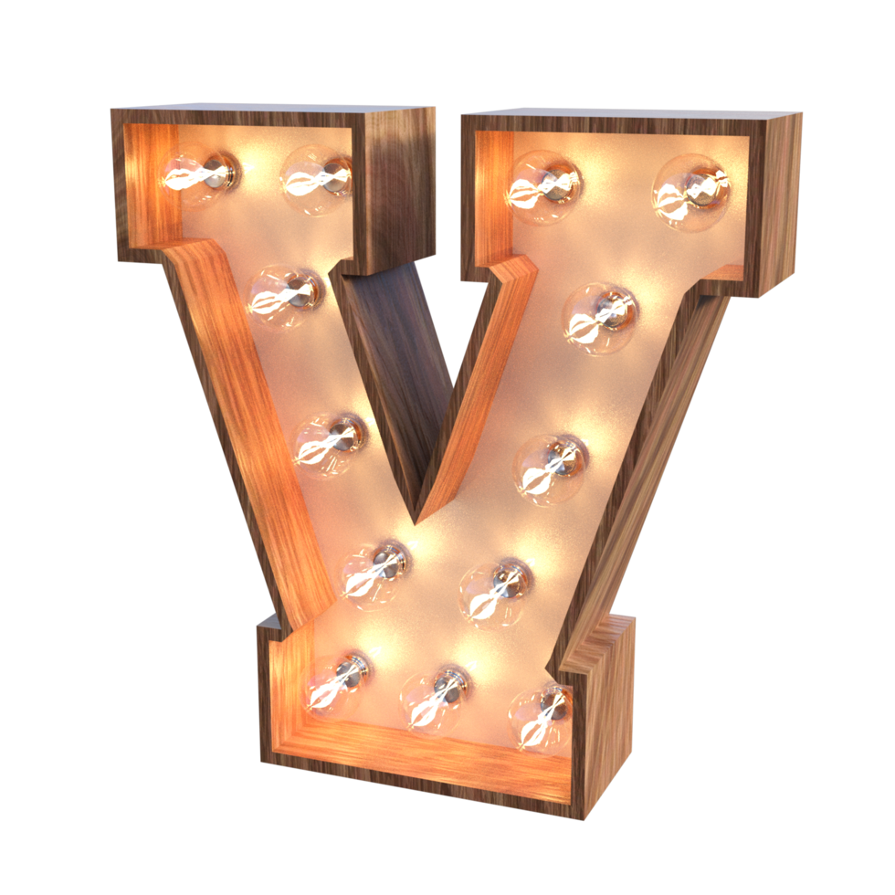 letters and number with lights 3d rendering png