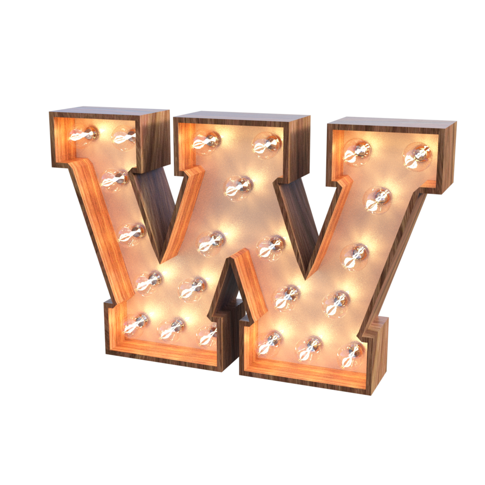 letters and number with lights 3d rendering png