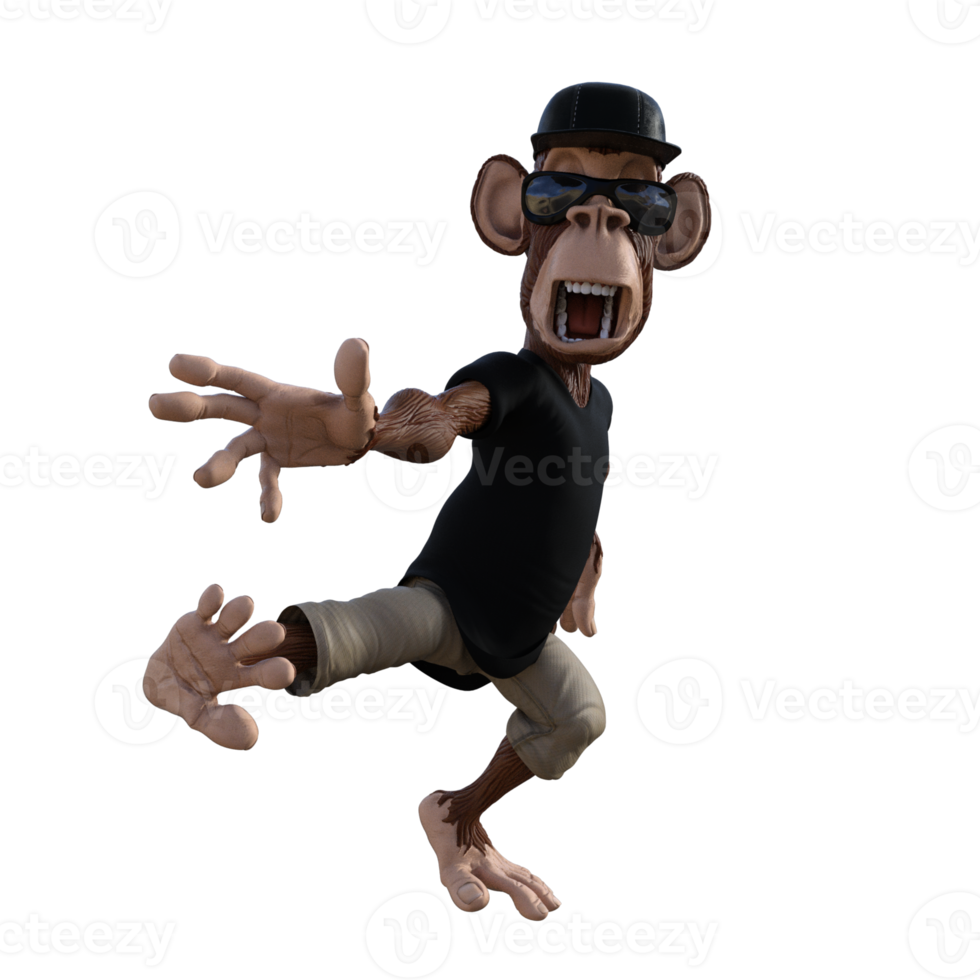 Fun monkey 3d illustration png