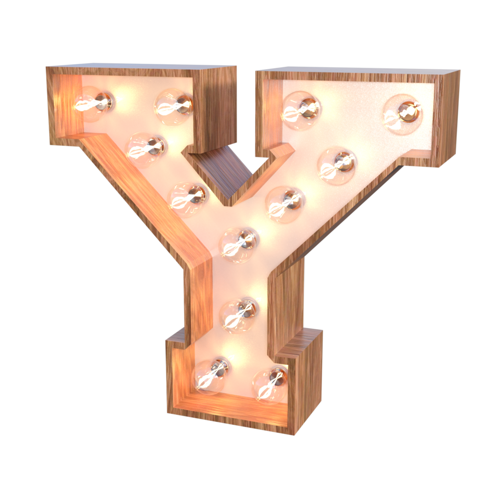 letters and number with lights 3d rendering png