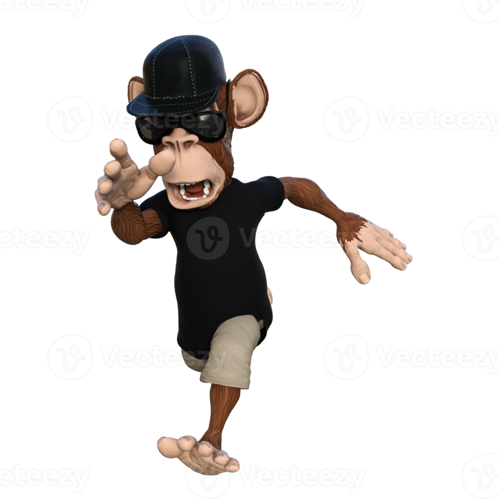 Fun monkey 3d illustration png