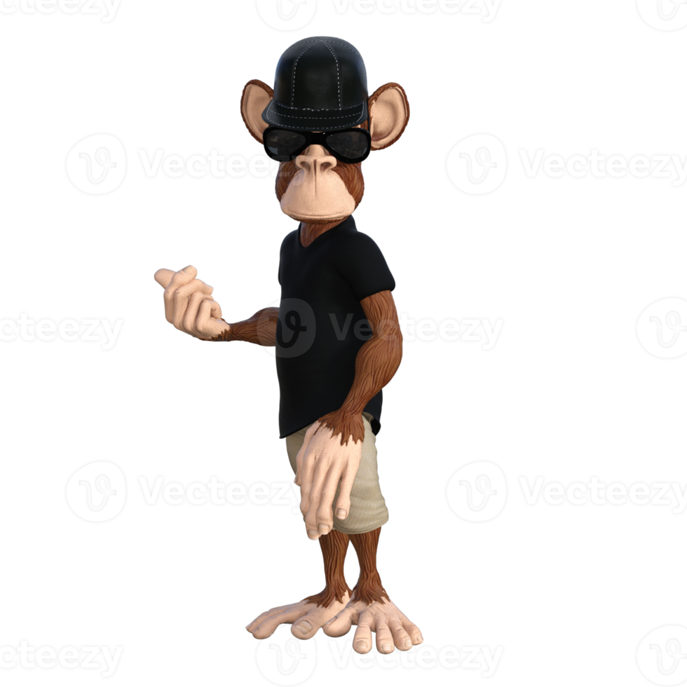 Fun monkey 3d illustration png
