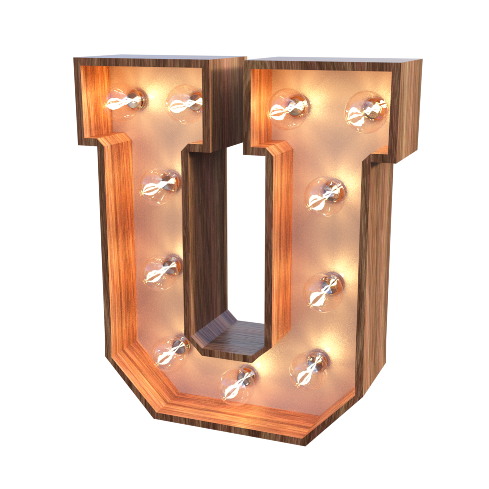 letters and number with lights 3d rendering png