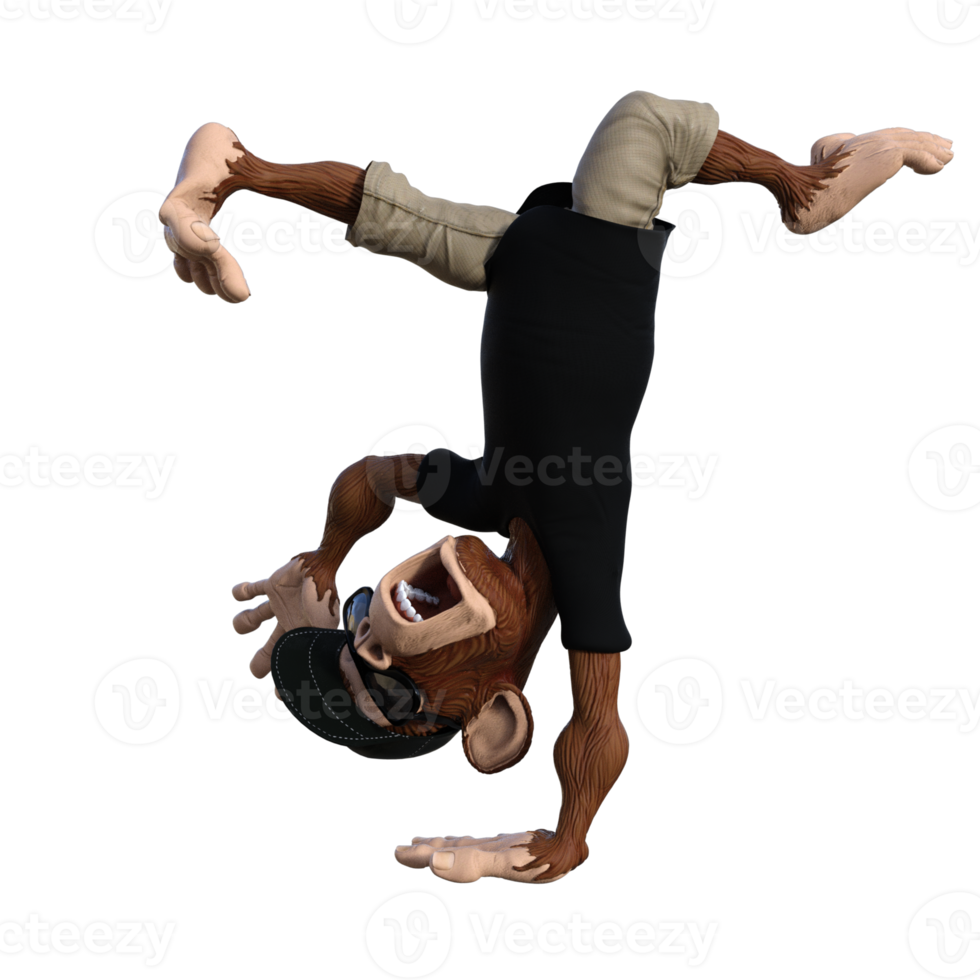 ilustração 3d de macaco divertido png