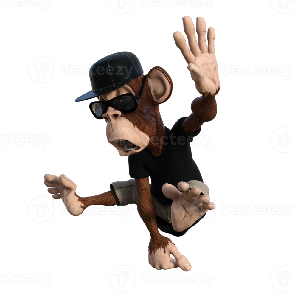 Fun monkey 3d illustration png