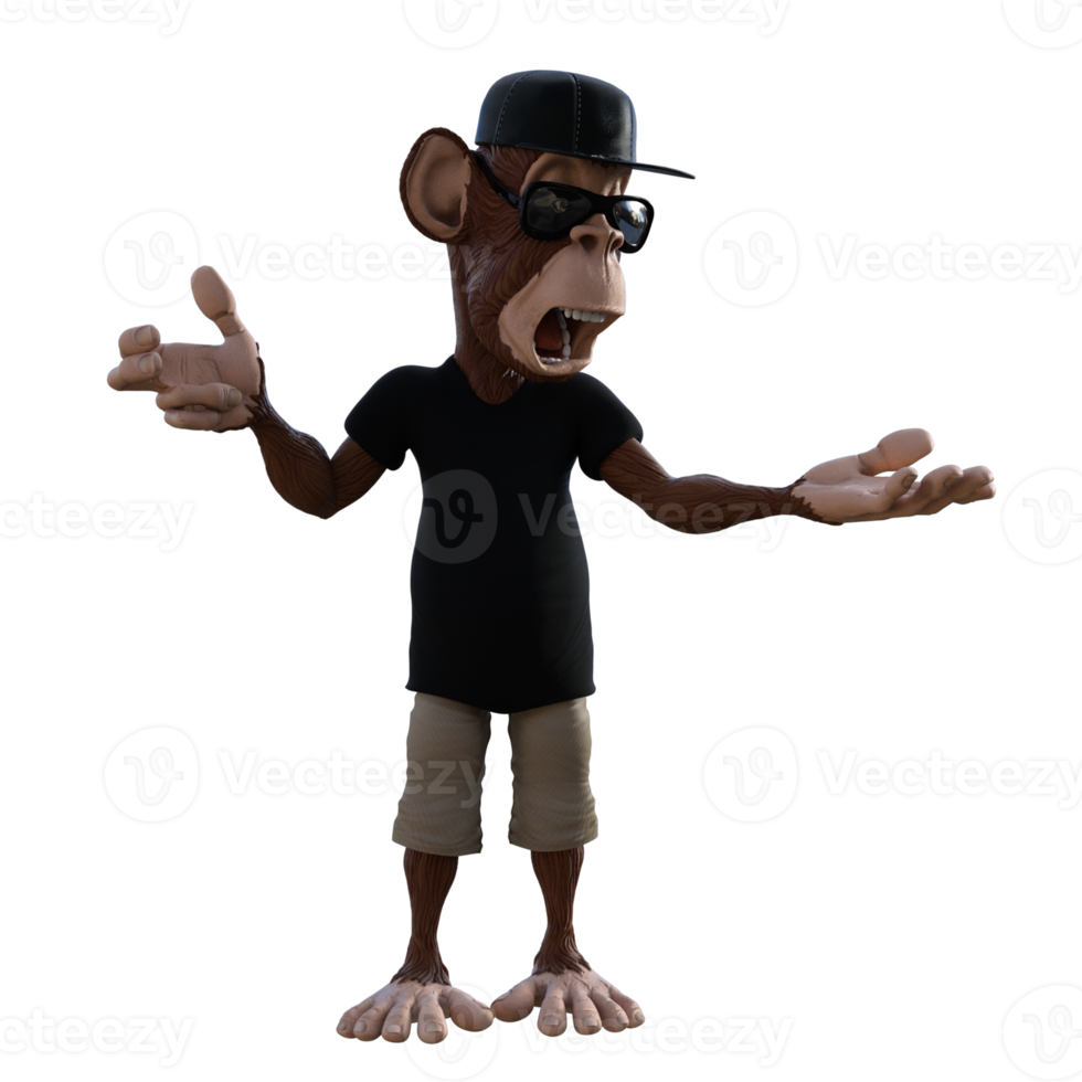 ilustração 3d de macaco divertido png