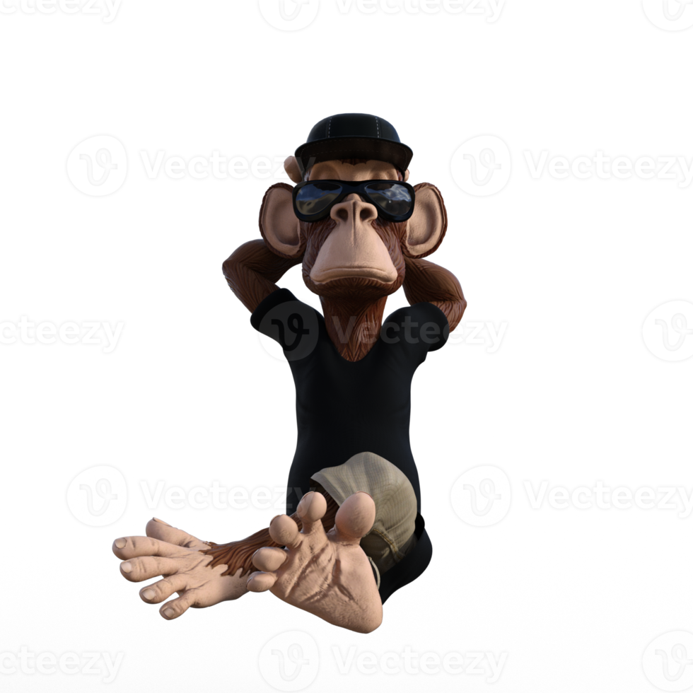 Fun monkey 3d illustration png