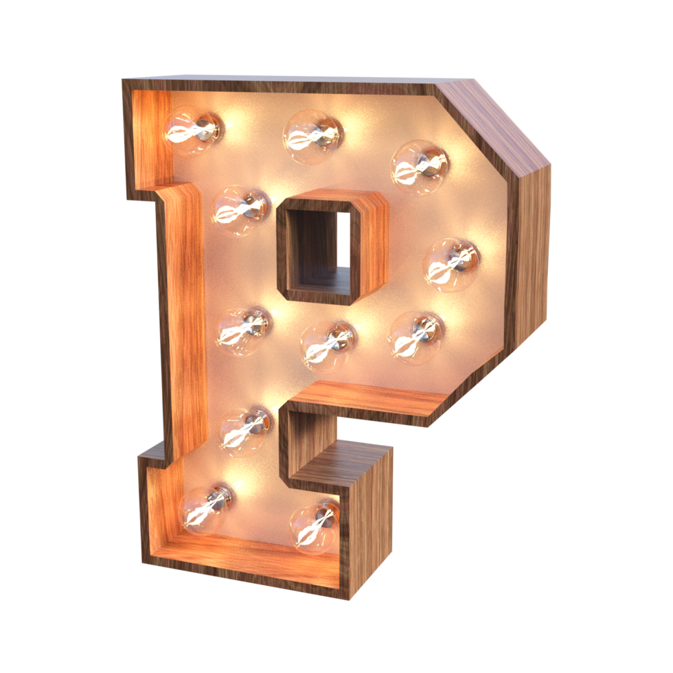 letters and number with lights 3d rendering png